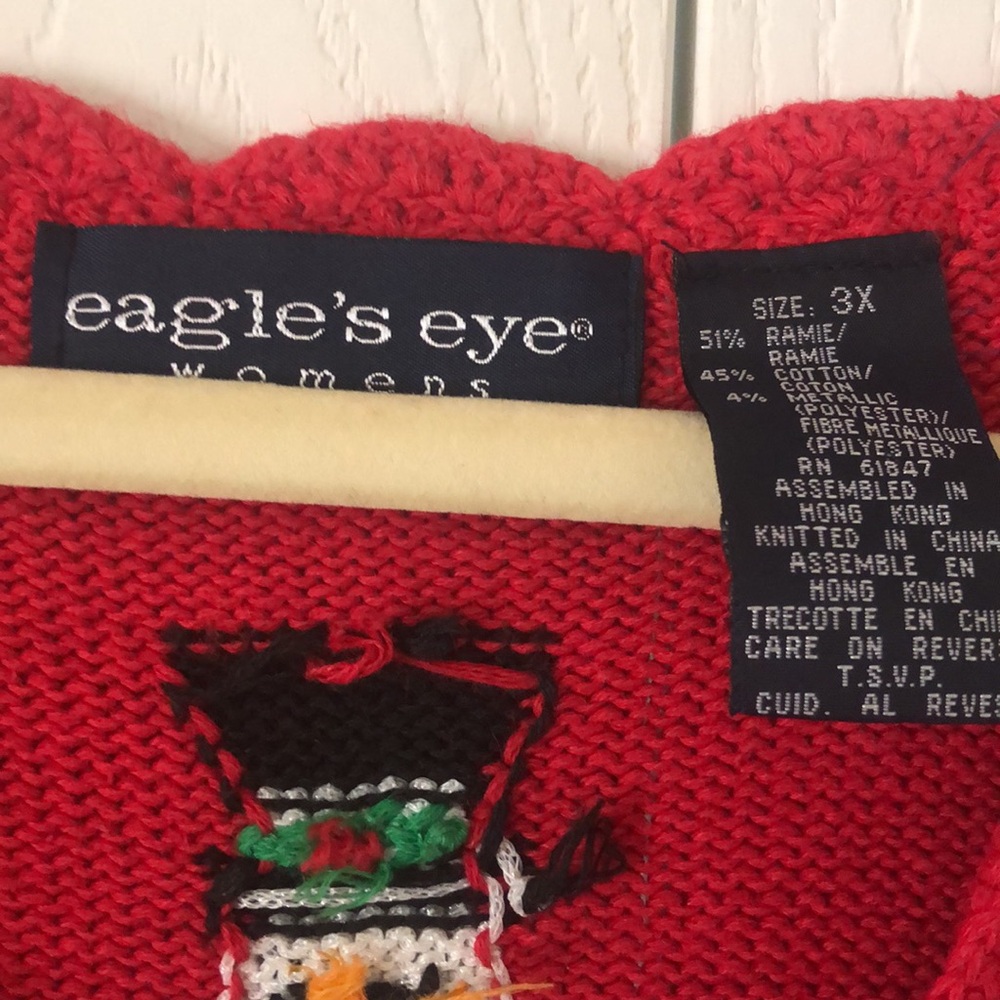 Woman’s rare Eagles Eye VTG Y2k festival scalloped knit Christmas vest - Picture 3 of 13